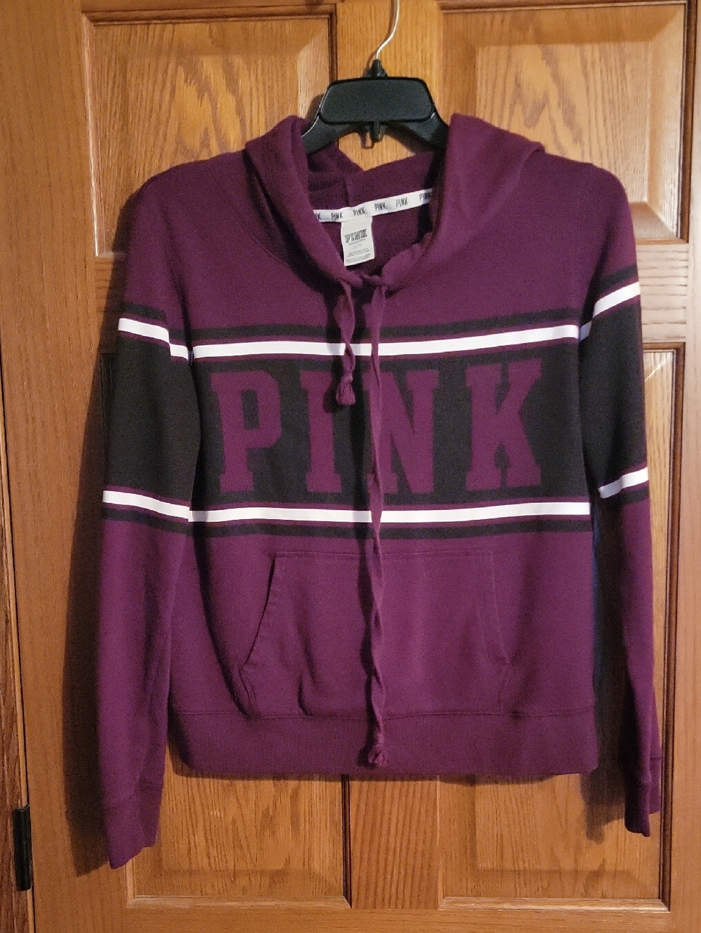 Victoria's Secret PINK Hoodie in Deep Plum with White Trim